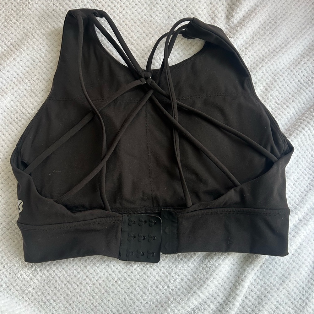 BuffBunny Black Strappy Sports Bra with Crisscross Design